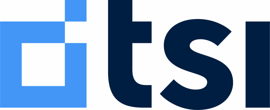 TSI horizontal logo: a light-blue squared-square followed by the letters "tsi" in lower-case.